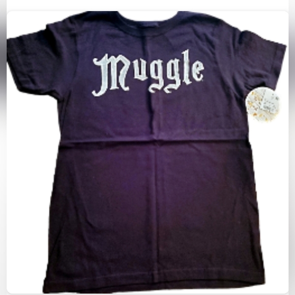 Harry Potter Black Tshirt White Raised Letters Kids L NWT - Picture 1 of 4